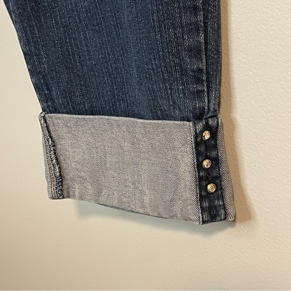 NYDJ Premium Denim Cropped Stretch Jeans Size 12 Blue Rivet Accents - Picture 3 of 7